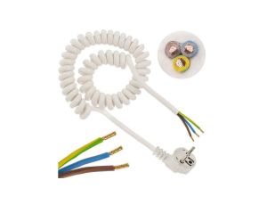 Przewód OMY spiralny H03VVH8-F z wtyczką 3x1 0,35m / 2,2m biały