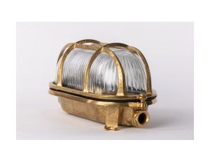 Oprawa mosiężna OVAL 17, E27, 60W, klosz przeźroczysty-szkło, IP64, siatka mosiężna A17