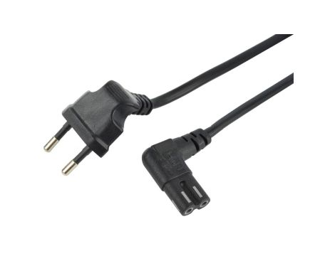 Kabel zasilający 230V 2,5A audio 0,75m kąt czarny