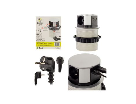 Gniazdo meblowe 3x2P+Z 2xUSB okrągłe 1,4m TETRA BOX