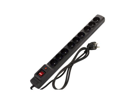 Przedłużacz przeciwprzepięciowy 9-gniazd z/u ARMAC M9 2,5m czarny