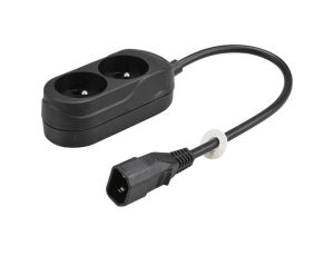 Przedłużacz do UPS 2-gniazda z/u 10A /H05VV-F 3x1 0,3m/ z wtykiem IEC C14 PS-PCU 270