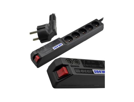 Przedłużacz przeciwprzepięciowy 5-gniazd z/u ACAR 504WF 1,5m czarny
