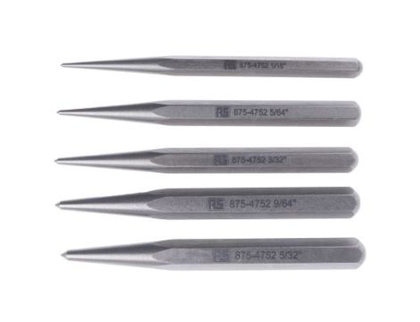 Zestaw wybijaków 5-szt., Ø 1/16 → 5/32 cala, RS PRO