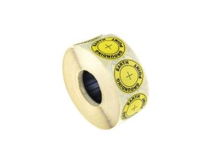 Etykieta ESD Żółty Winyl, Tekst: Earth Ground Point, Bezpieczeństwo elektryczne, Angielski