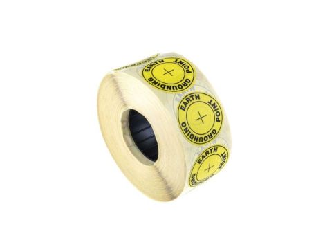 Etykieta ESD Żółty Winyl, Tekst: Earth Ground Point, Bezpieczeństwo elektryczne, Angielski