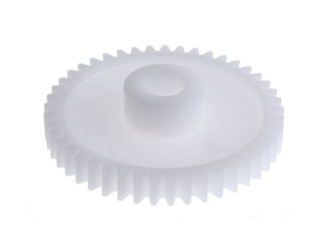 Koło zębate walcowe, moduł: 1, l.zębów: 45, śr. piasty: 16mm, śr. otworu: 8mm, POM