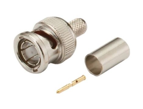 Złącze BNC, 75, 0 to 4GHz, Męski, Połączenie zagniatane, Montaż na kablu