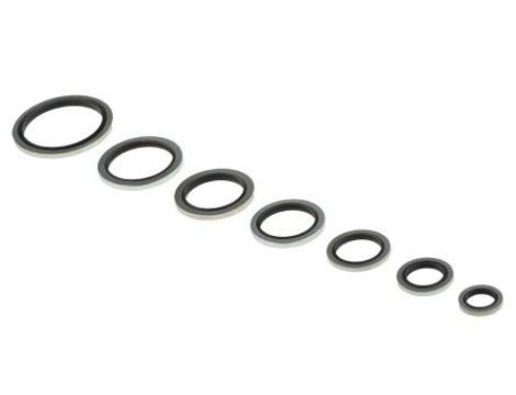 Zestaw uszczelek metalowo-nitrylowych, wymiary calowe Nitryl, Kit Contents 114 szt. RS PRO