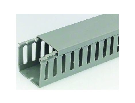 Koryto z rowkami do kabli Szary PVC Otwarty Koryto panelowe z otworami 60 mm 80mm 2m RS PRO