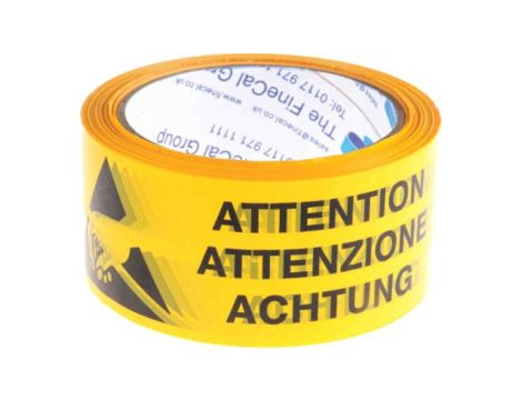 Tak Taśma zabezpieczająca ESD Nie Czarny/żółty, 50mm x 66m Tak Nie, RS PRO Nie Attention ESD Protected Area Opakowanie