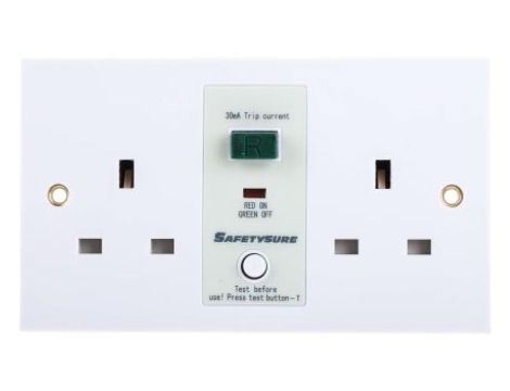 Gniazdo z wyłącznikiem różnicowoprądowym, 13A, BS 1363, BS 7288, l. ścieżek: 2, Pasywny, 30mA, Montaż wpuszczany, 230V