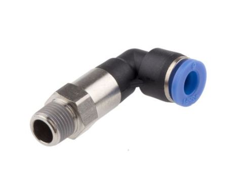 Złącze kątowe gwint R 1/8 męskie, Wciskane 6 mm RS PRO