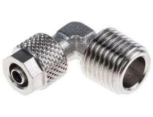 Złącze kątowe gwint R 1/4 męskie, Wciskane 6 mm RS PRO