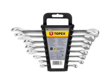 Klucze płasko-oczkowe 6-19 mm stal CrV (zestaw 8 szt.) 35D756