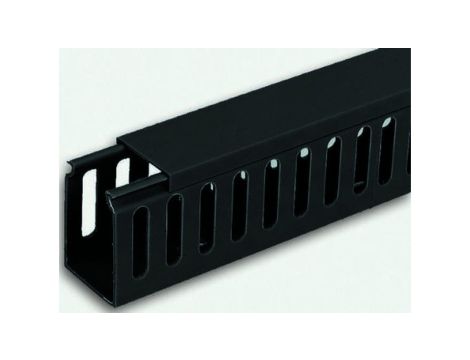 Koryto z wypustami do łańcucha kablowego Czarny PVC Zamknięty Koryto panelowe z otworami 25 mm 30mm 2m RS PRO