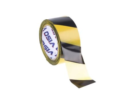 Taśma ostrzegawcza kolor: Czarny/żółty, 50mm x 100m, RS PRO