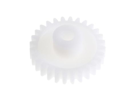 Koło zębate walcowe, moduł: 1, l.zębów: 28, śr. piasty: 11.7mm, śr. otworu: 5mm, POM