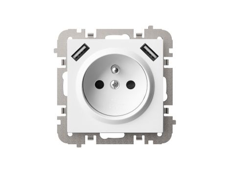 Vestra Gniazdo 2P+Z 2xUSB zasilające bez ramki podtynkowe IP20 biały 3888-10