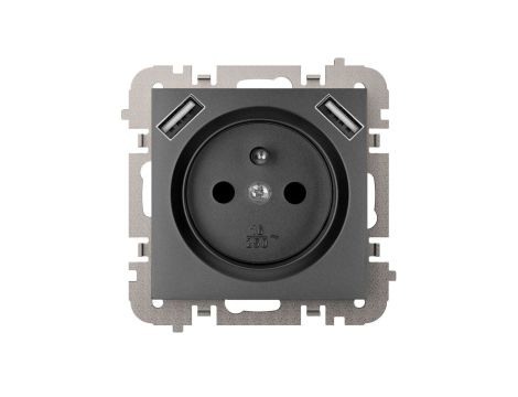 Vestra Gniazdo 2P+Z 2xUSB zasilające bez ramki podtynkowe IP20 czarny 3888-19