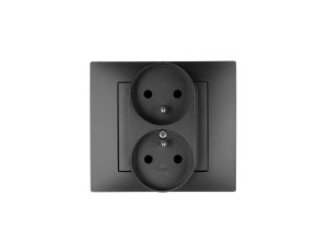 Vestra Gniazdo podwójne 2x2P+Z modułowe bez ramki podtynkowe IP20 czarny 3843-19