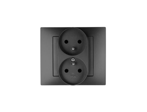 Vestra Gniazdo podwójne 2x2P+Z modułowe bez ramki podtynkowe IP20 czarny 3843-19