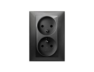 Vestra Gniazdo podwójne 2x2P+Z monolit z ramką podtynkowe IP20 czarny 3835-09