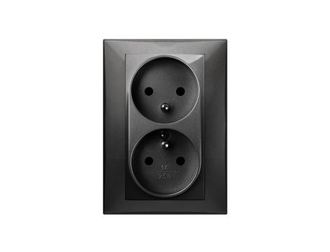 Vestra Gniazdo podwójne 2x2P+Z monolit z ramką podtynkowe IP20 czarny 3835-09