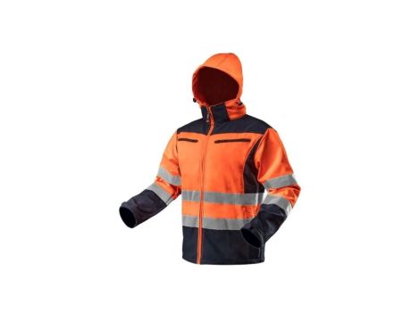 Kurtka robocza ostrzegawcza softshell z kapturem, pomarańczowa, rozmiar XXL 81-701-XXL