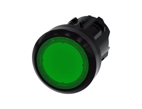 Przycisk podświetlany 22mm tworzywo zielony płaski z samopowrotem SIRIUS ACT 3SU1001-0AB40-0AA0
