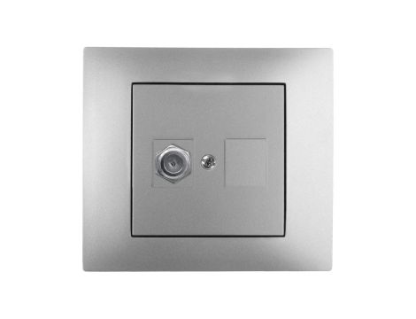 Vestra Gniazdo antenowe TV pojedyncze typ ff bez ramki podtynkowe IP20 srebrny 3886-16