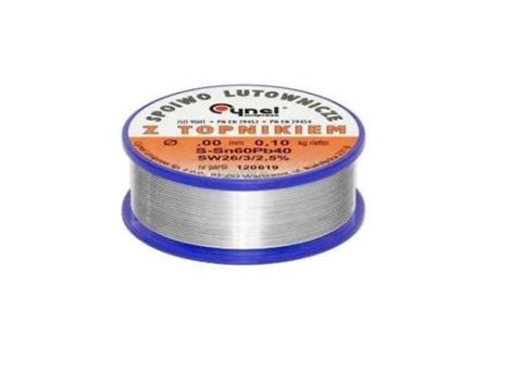 Cyna lutownicza spoiwo lutownicze topnikiem 1mm 100g SN60PB40