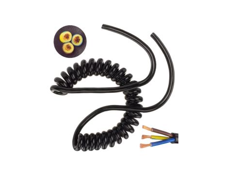 Przewód OMY spiralny H03VVH8-F 3x0,75 0,3m / 1,7m czarny