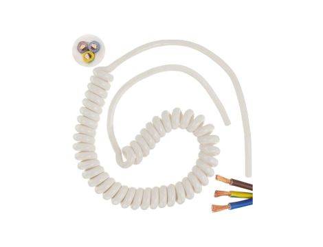 Przewód OMY spiralny H03VVH8-F 3x1 0,16m / 0,9m biały