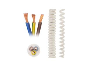 Przewód OMY spiralny H03VVH8-F 3x1 0,55m / 2,7m biały
