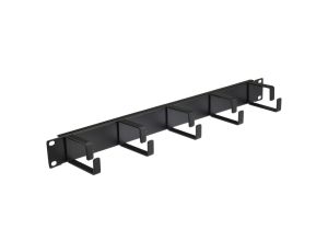 Organizator kabli RACK 19 1U metalowy czarny NEKU z metalowymi uchwytami