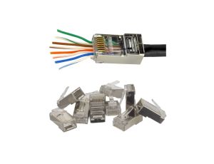 Wtyk modularny RJ45 8P8C kat.5e ekranowany FTP drut przelotowy NEKU /WORECZEK 10szt./