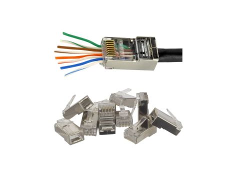 Wtyk modularny RJ45 8P8C kat.5e ekranowany FTP drut przelotowy NEKU /WORECZEK 10szt./