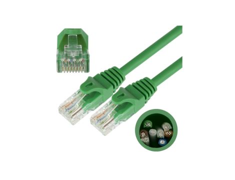 Patchcord UTP kat.5e kabel sieciowy LAN 2x RJ45 linka zielony 1m NEKU