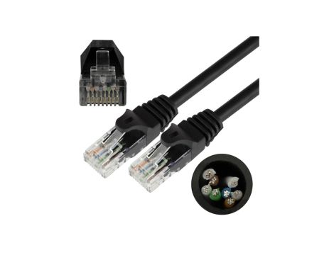 Patchcord UTP kat.5e kabel sieciowy LAN 2x RJ45 linka czarny 1m NEKU