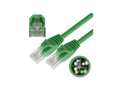 Patchcord UTP kat.6 kabel sieciowy LAN 2x RJ45 linka zielony 0,5m NEKU