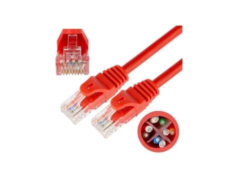Patchcord UTP kat.6 kabel sieciowy LAN 2x RJ45 linka czerwony 2m NEKU