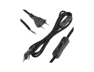 Przewód w oplocie do lampki 2x0,75mm 2m czarny