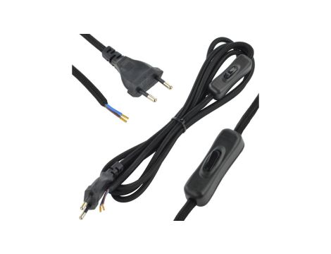 Przewód w oplocie do lampki 2x0,75mm 2m czarny