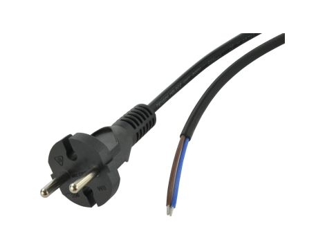 Przewód z wtyczką 2x1mm 10m czarny W-6