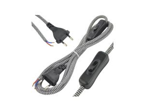 Przewód w oplocie do lampki 2x0,75mm 2m zebra