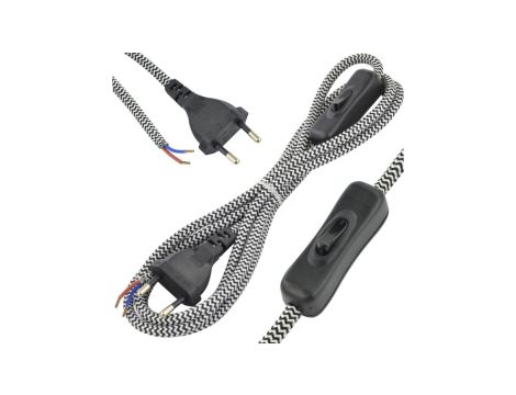 Przewód w oplocie do lampki 2x0,75mm 2m zebra