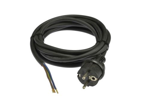 Przewód z wtyczką prostą H03VV-F 3x1,5mm 3m czarny IP44