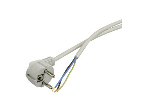 Przewód z wtyczką kątową 3x1,0mm 4,5m biały