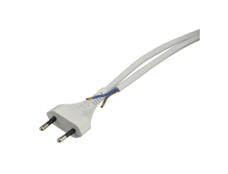 Przewód z wtyczką płaską 2x0,75mm 3m biały